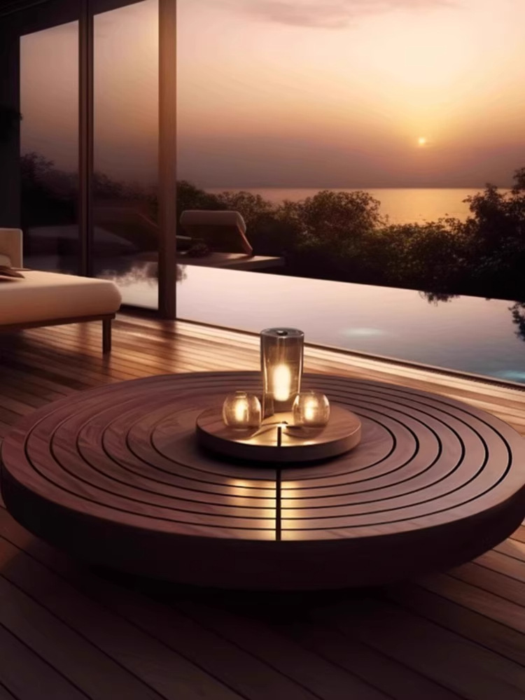Sofá al aire libre Villa de madera maciza combinación de ocio tarjeta impermeable muebles mesas de té jardín al aire libre terraza teca