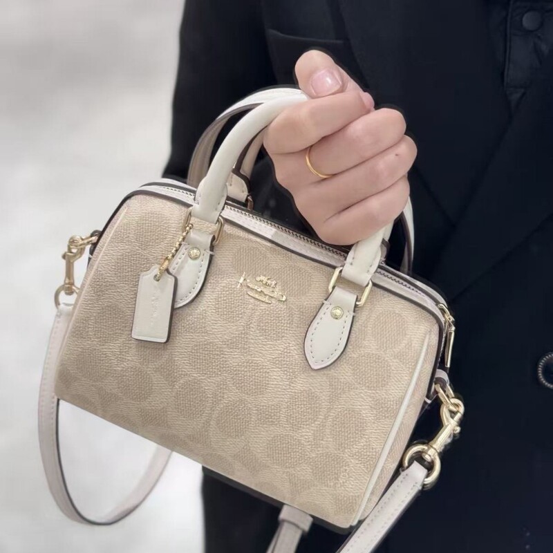 Kou C's Rowan Mini Boston Pillow Bag, Classic, Fashionable, Versatile, Vintage Pattern, Zipper Handbag, Shoulder Bag, Crossbody Bag