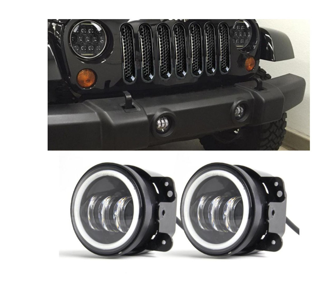 Cross-Border Applicable Jeep Wrangler Dodge 4-Inch 30W Led Fog Light Guide Jk Tj Front Bumper Light Car Fog Light