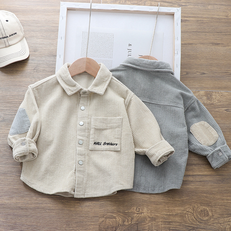 2023 nuevos niños abrigo de pana primavera y otoño camisa infantil de moda bebé cardigan casual entrega de una sola pieza