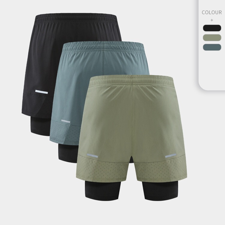 Sports Shorts for Men, Two-Piece Elastic Basketball Running Fitness Clothing, Summer Quick-Drying Training Shorts with Lining Sports Shorts for Men, Two-Piece Elastic Basketball Running Fitness Clothing, Summer Quick-Drying Training Shorts with Lining