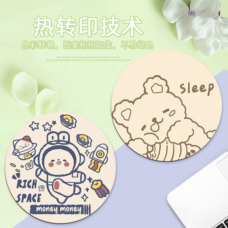 Alfombrilla de ratón redonda, pequeña y portátil, con antideslizante y soporte para muñeca