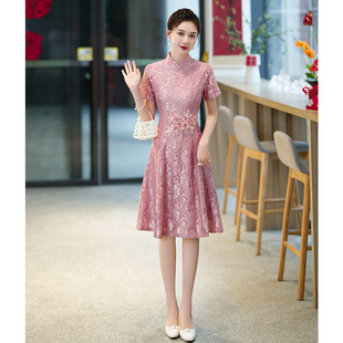 Xi mother-in-law wedding banquet 2025 new lace cheongsam wedding dress years ago mother's noble red dress cheongsam