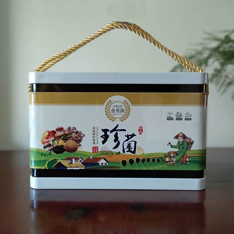 现货通用铁盒礼品包装盒铁桶珍菌马口铁特产干货手提空盒印刷logo