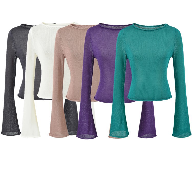 Off-shoulder boat neck long-sleeve pullover knit top for women, short slim-fit base shirt Off-shoulder boat neck long-sleeve pullover knit top for women, short slim-fit base shirt
