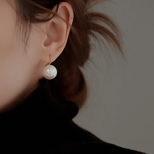 S925 Silver Needle Yellow Round Pearl Earrings for Women - Unique Design, High-End, Simple and Versatile Earrings - Best Selling