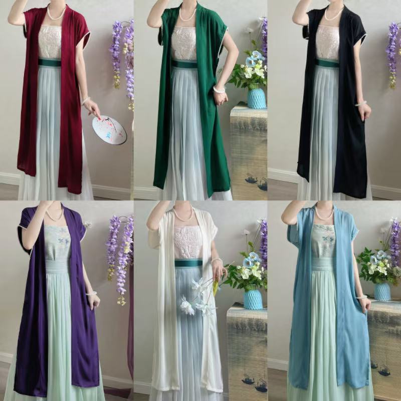 Song-style vest with front closure, versatile for daily wear, Hanfu for women, summer, Song-style Changgan Temple long gown, imitation Huang Sheng tomb vest, spring and summer Song-style vest with front closure, versatile for daily wear, Hanfu for women, summer, Song-style Changgan Temple long gown, imitation Huang Sheng tomb vest, spring and summer