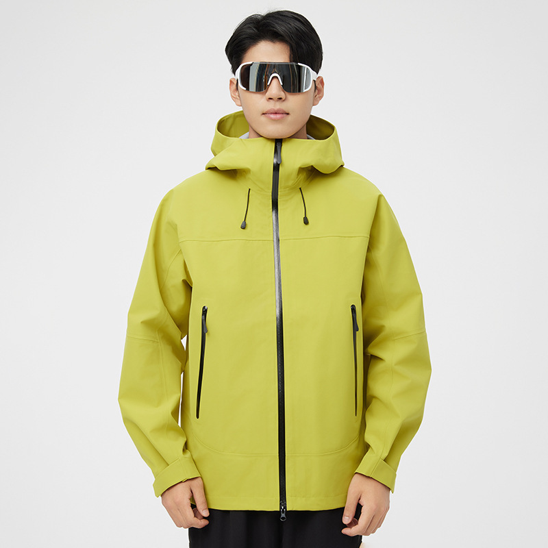 Hard-Shell Single-Layer Jacket for Men and Women, Outdoor Mountaineering Clothing, Hooded, Windproof, Rainproof, Cold-Proof, Long-Sleeved, Water-Repellent