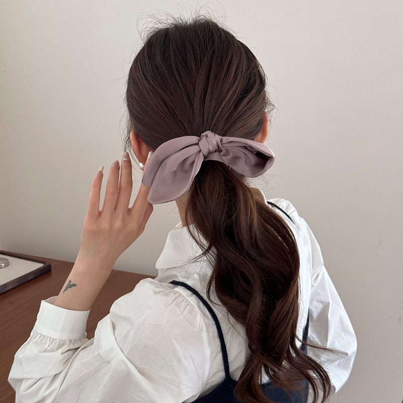 法式慵懒感~ chic高级感缎面不对称蝴蝶结发圈小肠圈扎头发发圈女|undefined