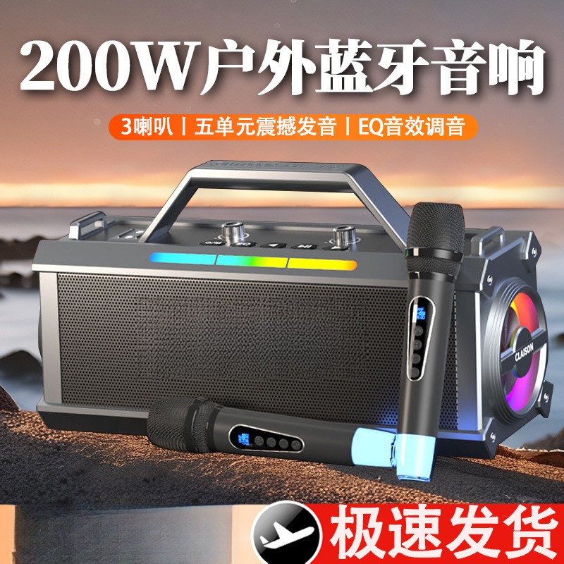 W Audio Bluetooth Speaker High Volume Outdoor Karaoke Microphone All-In-One Square Dance Amplifier Subwoofer