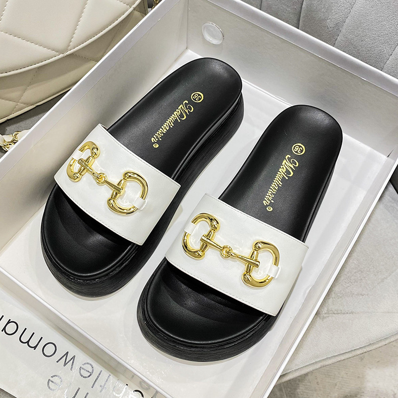 Genuine leather slippers women's summer wear thick bottom 2022 new fashion all-match net red small size 313233 beach shoes ins_voghion.com