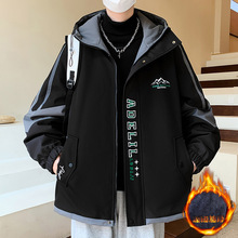 青少年秋冬款外套13岁男孩初高中学生14加绒加厚15冬装夹克棉服16