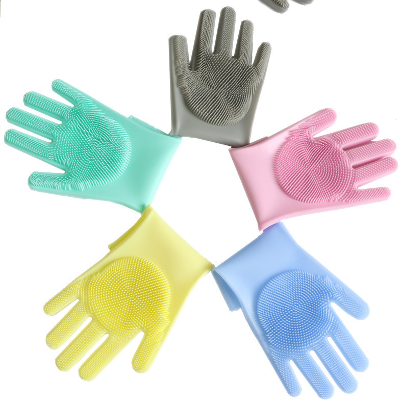 En stock guantes de silicona cocina negocio hogar lavavajillas limpieza impermeable aislamiento térmico guantes mágicos lavavajillas cepillo antiadherente aceite