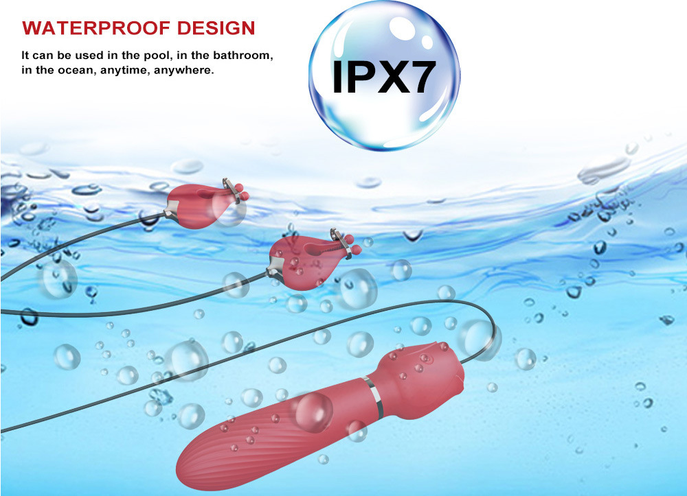 Rose Breast Clip Vibrator, Silicone Rose-Red Massager for Adults — detail image 10