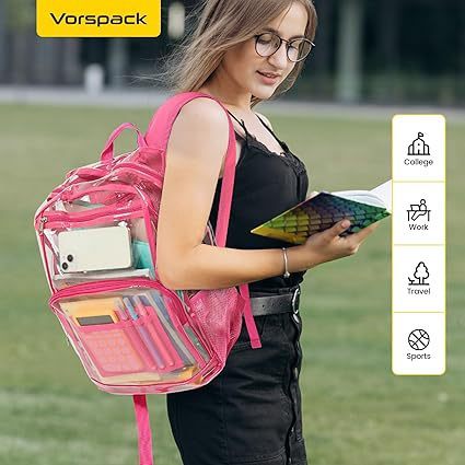 Amazonの人気PVC透明バックパック透明バックパックセキュリティフリー視覚化バッグ大容量透明バックパック|undefined