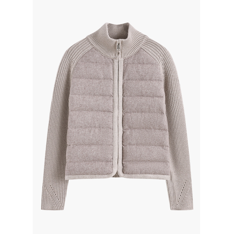 2025 New Autumn and Winter Half Turtleneck Knitted down Jacket Women's Design Splicing 90 White Duck down Casual Versatile Jacket