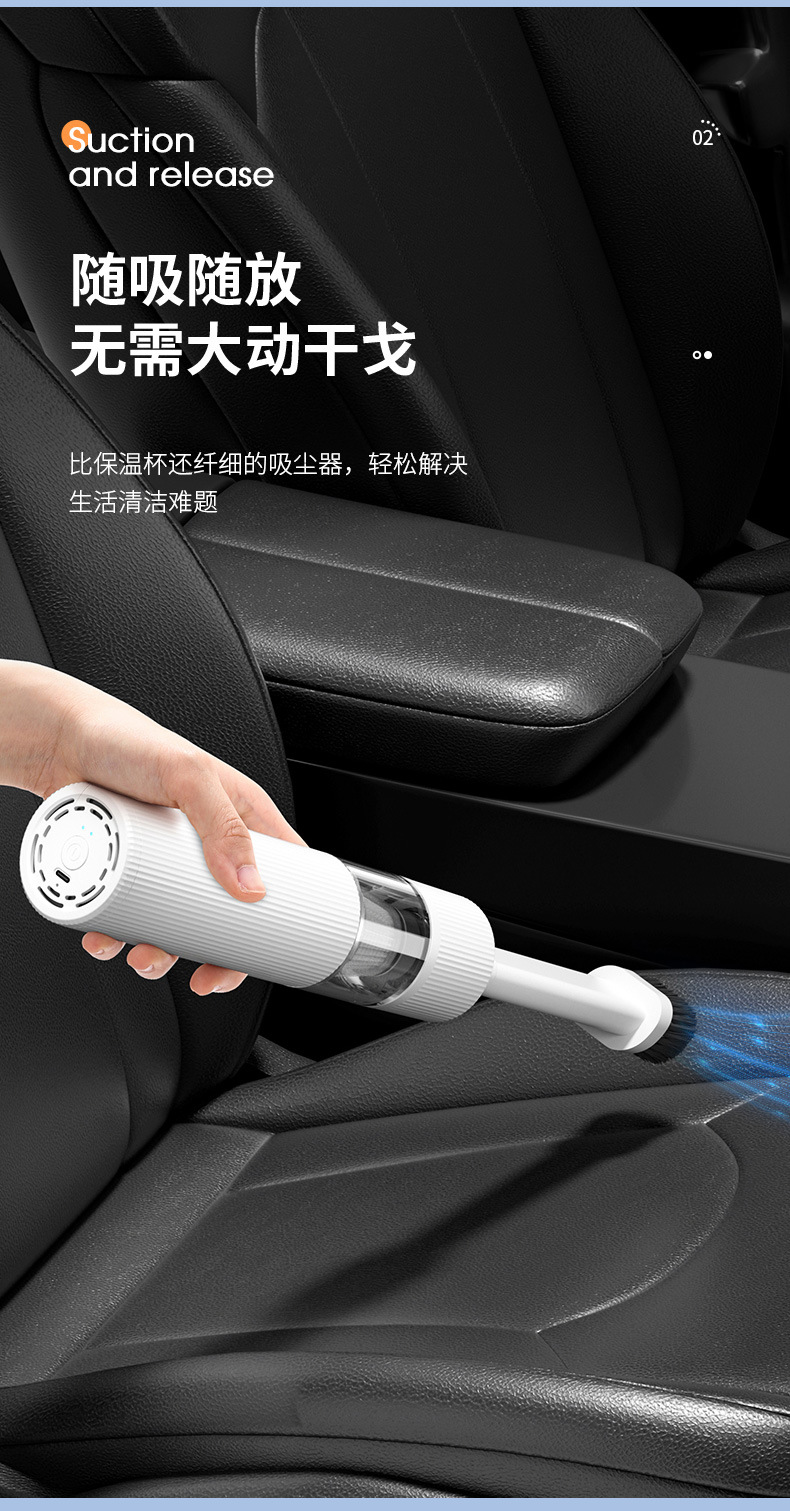Multifunctional Wireless Vacuum Cleaner with High Suction Power, Suitable for Car and Home Use, All-In-One Portable Dust and Mite Removal Device