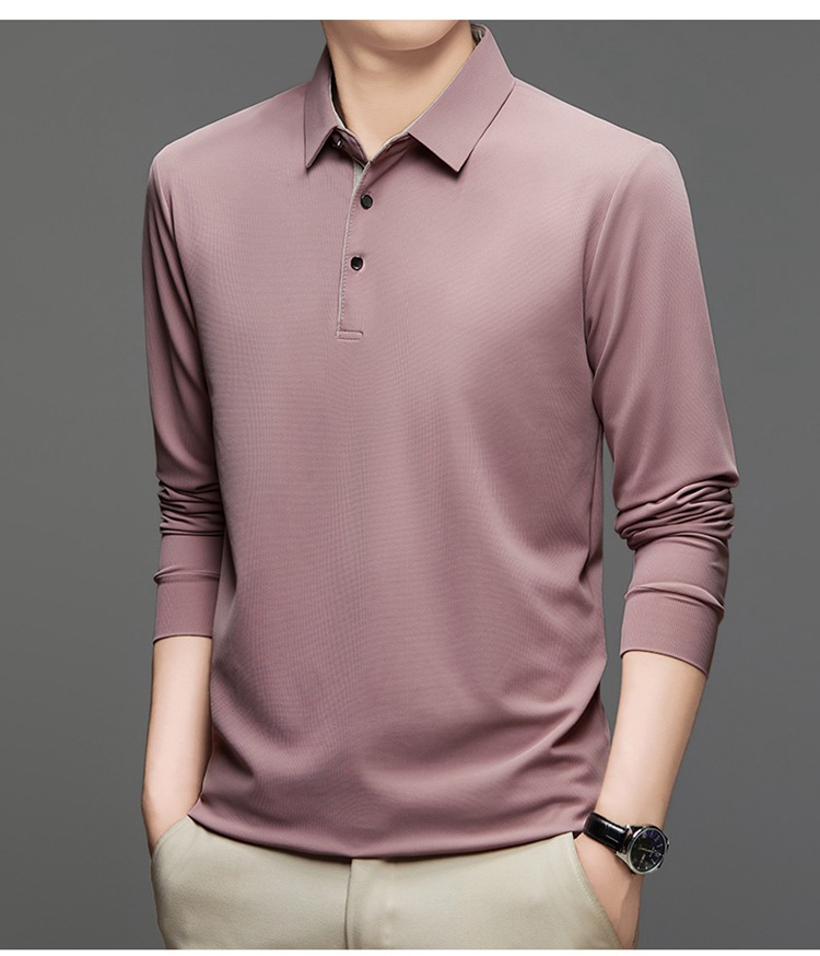Langarm-Poloshirt für Herren, 2024 Frühling und Herbst Business-T-Shirt mit lockerem Kragen für Herren_voghion.com