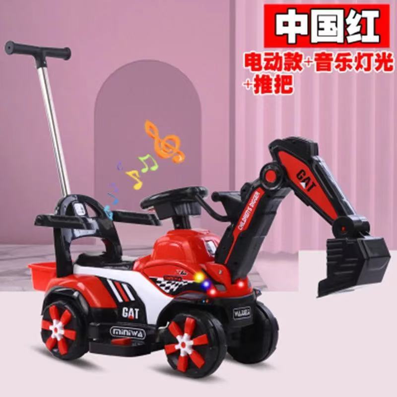 Excavadora para niños, excavadora para niños, juguetes para jugar con arena, excavadora eléctrica de cuatro ruedas, excavadora de simulación de tamaño grande