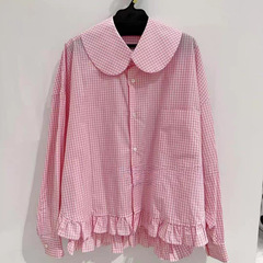 CDG  KZYU  25春夏日系新款格子衬衫长袖开衫宽松衬衣女款上衣潮