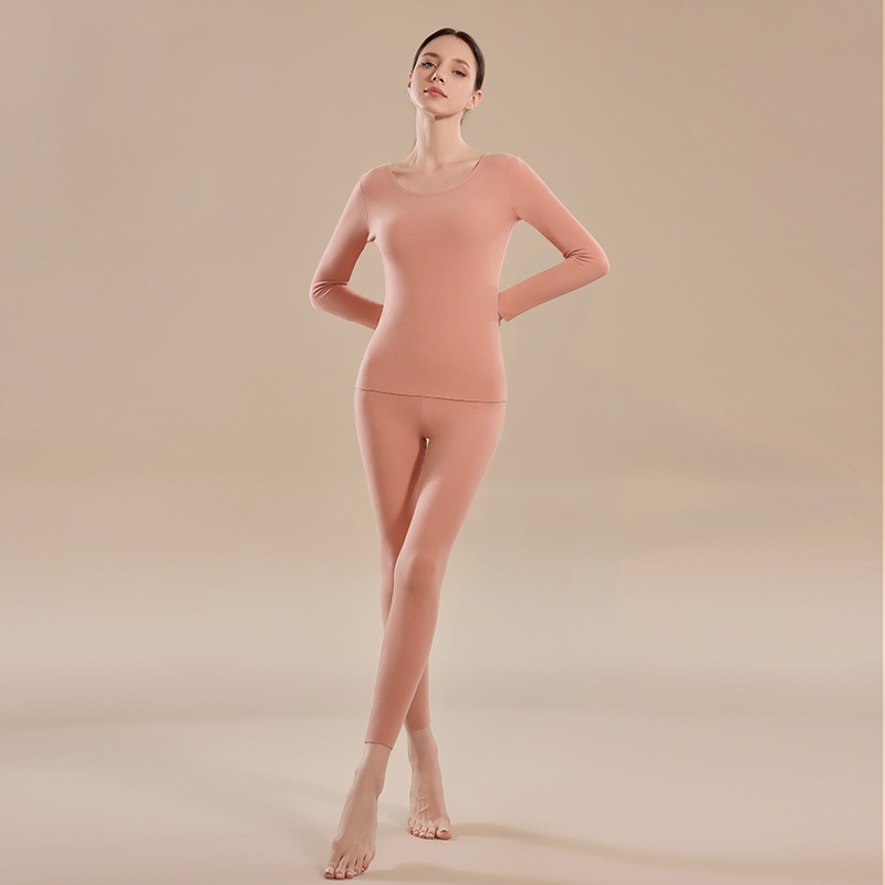 メンズ秋冬用デロン抗ピリング保温下着セット、カシミヤ抗菌加厚裏起毛秋服・秋ズボン