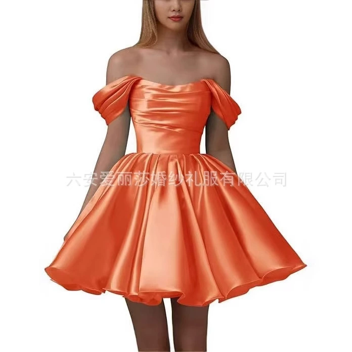 Вечернее платье, мини-юбка, открытые плечи, AliExpress, французский стиль, юбка-пачка