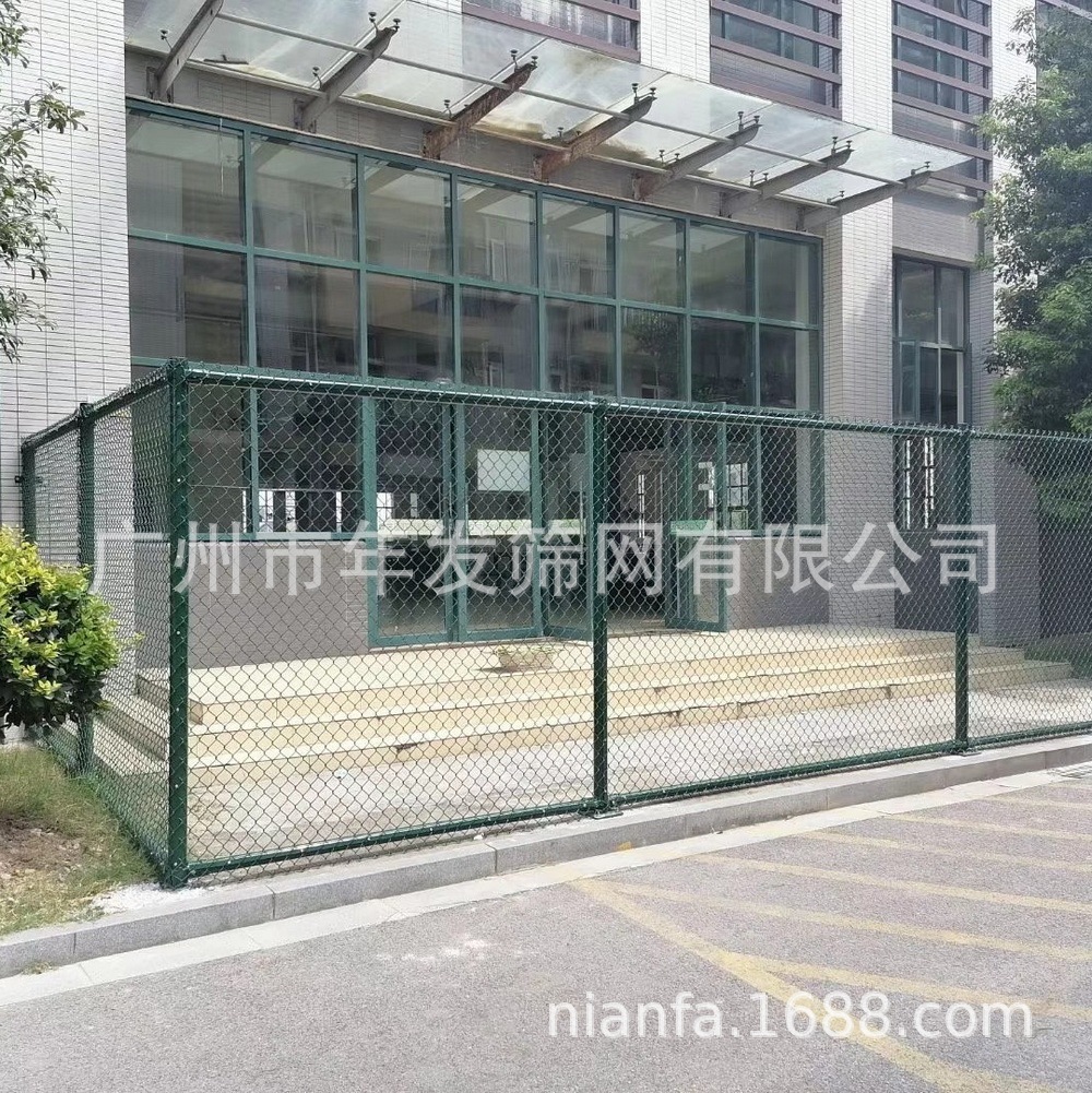 小区球场勾花铁丝网围栏 3米高墨绿色包胶护栏网 菱形孔防护栏