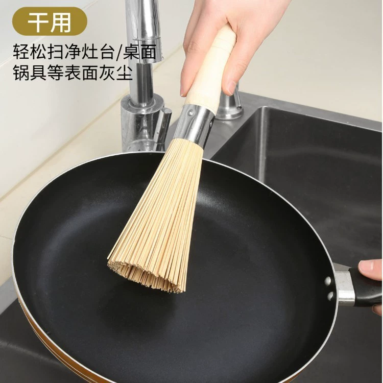 Натуральная щетка для pots из бамбука с длинной ручкой, прочная щеточка для чаши кухни, артефакт бытовой уборки, щетка из бамбука, прочная натуральная бытовая