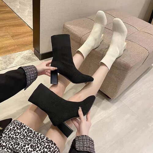 Women's Chunky Knit Mid-Calf Boots for Autumn/Winter New Arrival TEUM Bestseller Knitted Boots