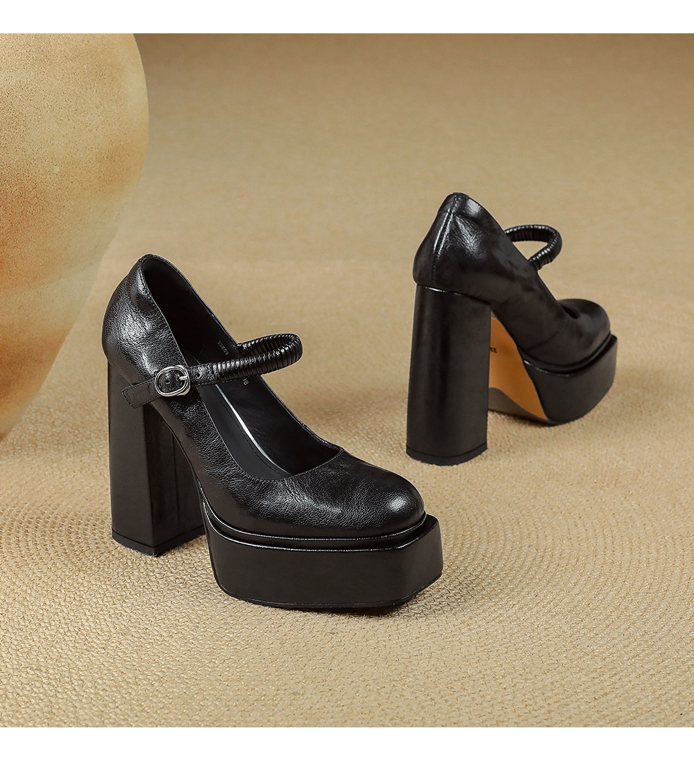 Giày cao gót nữ mũi nhọn quai ngang đế xuồng platform gót 9 cm — màu nâu, màu đen chi tiết 14