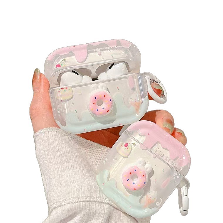 Nuevo pastel de moda creativo donut i12 funda protectora para auriculares TPU estuche suave resistente a caídas Estuche de transporte personalizado