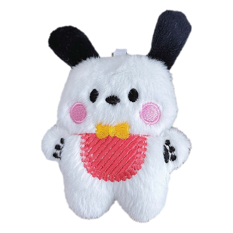 De dibujos animados de peluche babero para el miedo de perro colgante de la muchacha del corazón bolso mochila colgante de pelo largo muñeca creativa muñeca de peluche muñeca