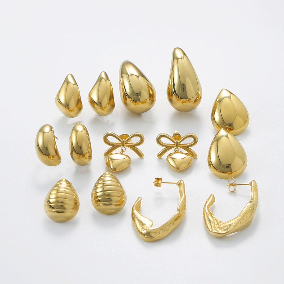 Трансграничные новые минималистские серьги из нержавеющей стали геометрические капли воды