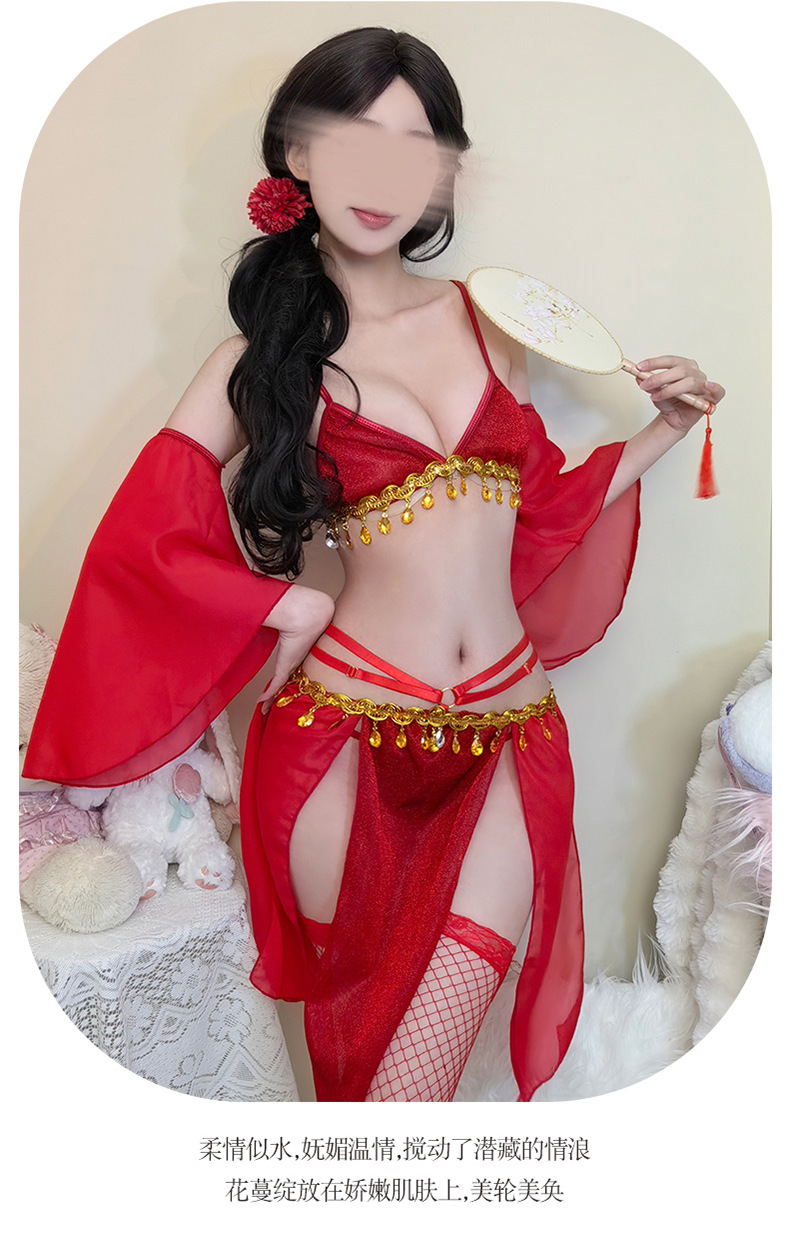 Alien Princess Hanfu-Style Lace Nightdress Set with Tube Top, Sleeves, Skirt and Panties — detail image 8