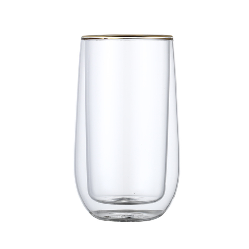 Taza de vidrio doble personalizada taza de agua transparente taza de desayuno publicitaria taza de café regalo encantadora taza casera ideas