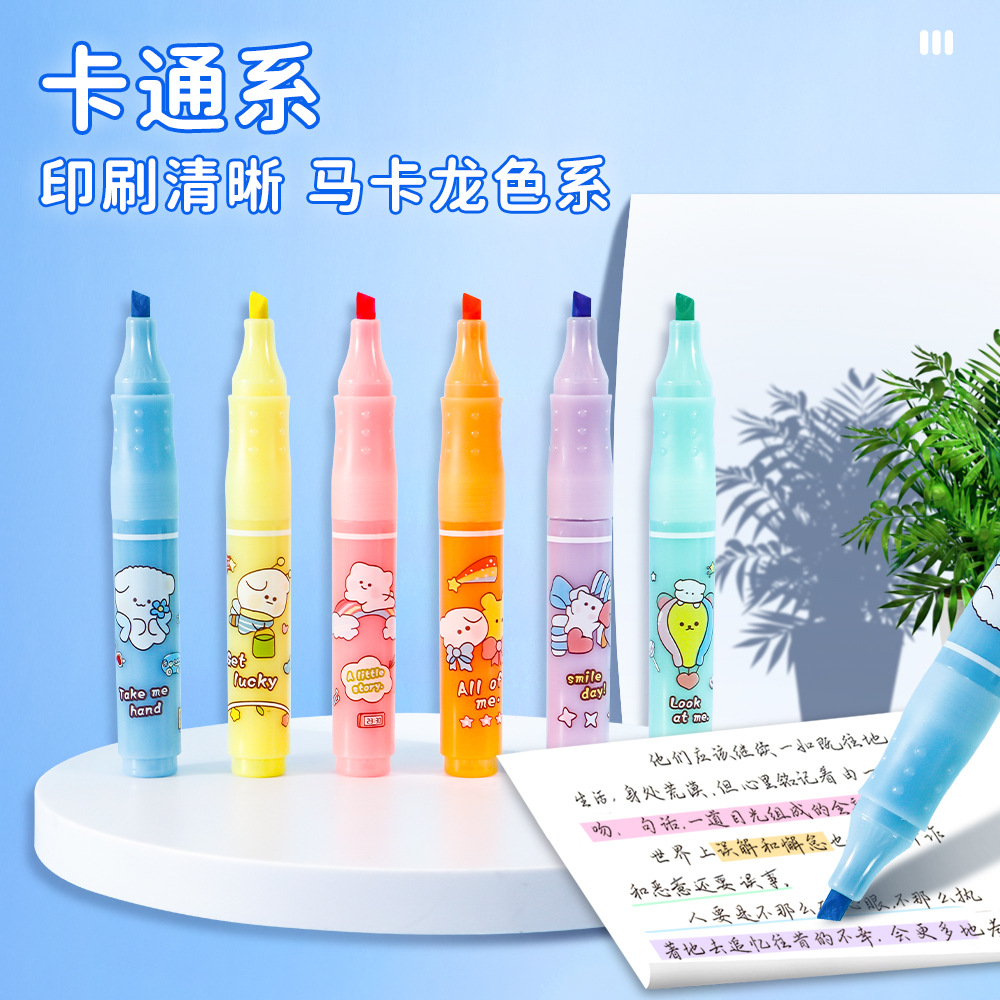 High-value - face puntero de resaltador lindo dibujos animados estudiantes marcador puntero de color set graffiti diy puntero de resaltador puntero