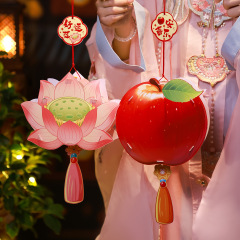 中秋节小灯笼手提莲花水果发光花灯 幼儿园儿童手工diy材料包批发