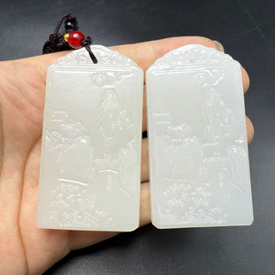 Factory Batch of Natural Afghan Jade Landscape Pendants, Hetian White Jade Men's Pendants, Landscape Peace Amulet Jade Pendants