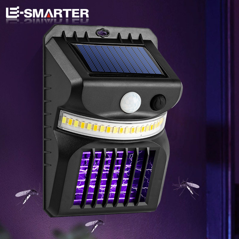 Lámpara solar LED de pared para exteriores con sensor inteligente de movimiento humano, ideal para patios y exteriores.