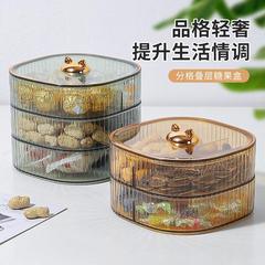 Exquisite cartoon candy dish, household transparent multi-layer wedding candy box, snack melon seed plastic storage box, cat ears