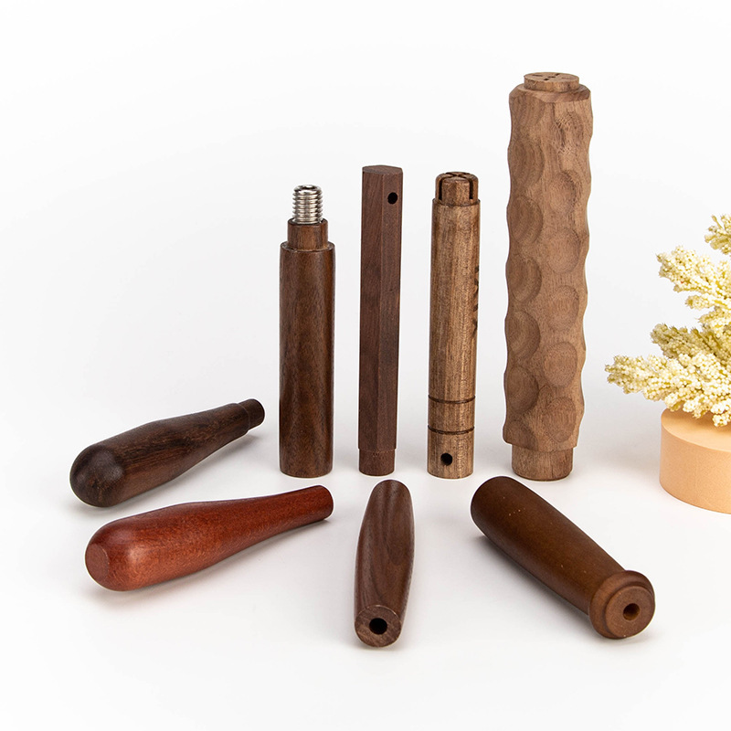 Mango de madera maciza, mango de nogal negro, mango de cuchillo, mango de orificio pasante, cepillo de maquillaje de madera, vaso de vidrio, utensilios de cocina, muebles, mango de madera