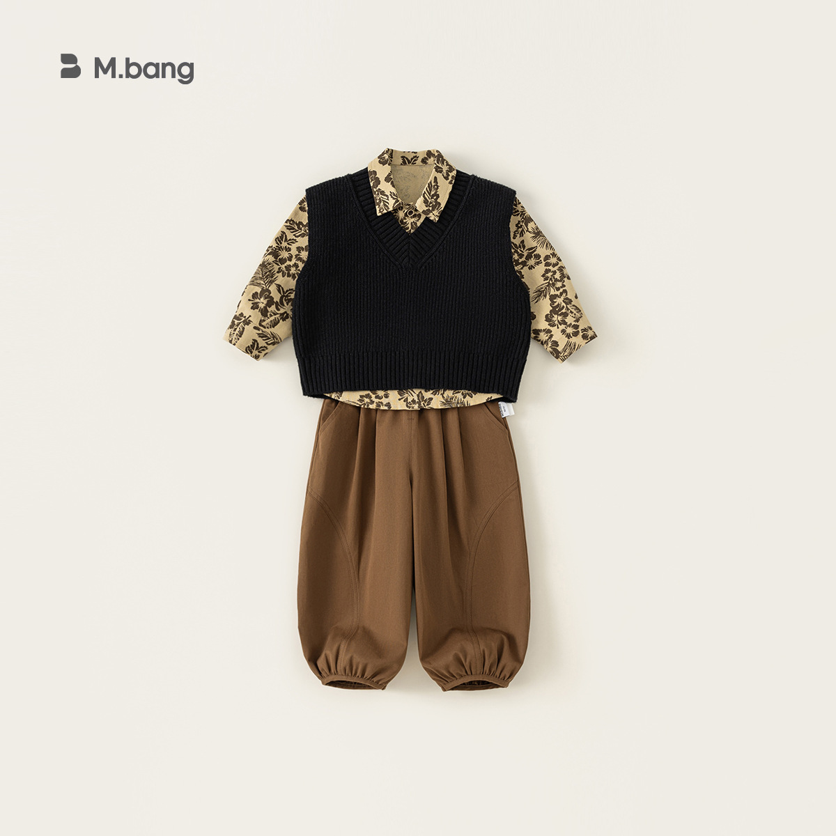 Yubao ropa infantil chaleco suéter de punto de primavera y otoño niño cuello en v hombro de color sólido abrazadera de caballo vestido de otoño