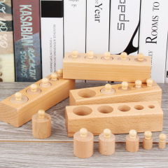 Wooden beech family version socket cylinder children's sensory early education Montessori teaching aids educational science and education toys