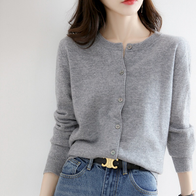 2025 Spring and Autumn Women's Knitted Sweaters Sweaters Cardigans Women's Round Neck Short Sweaters Women's Jackets Foreign Trade Wholesale Delivery