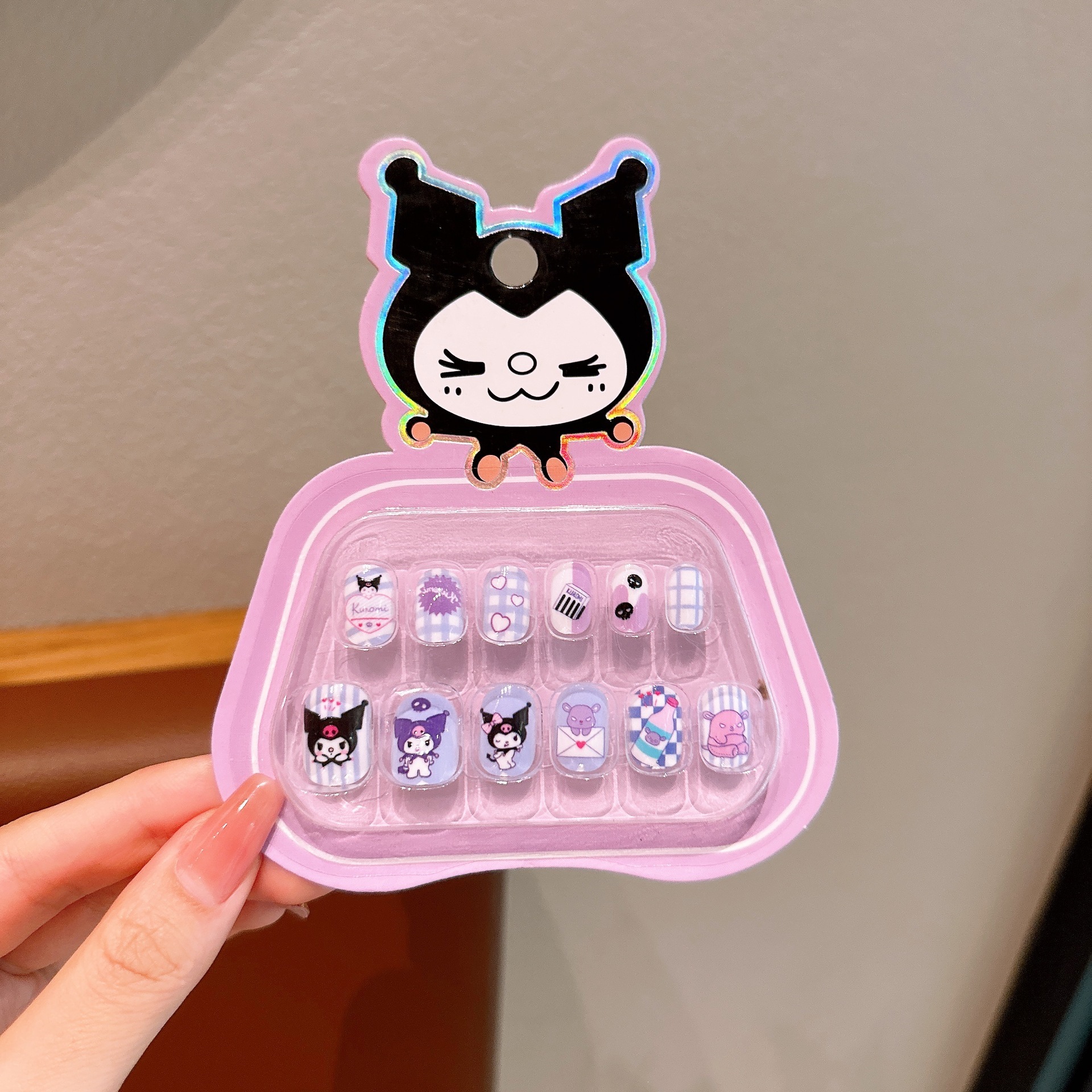Niños Kulomi dibujos animados bebés usar uñas niñas lindas manicure parches de uñas impermeables para usar