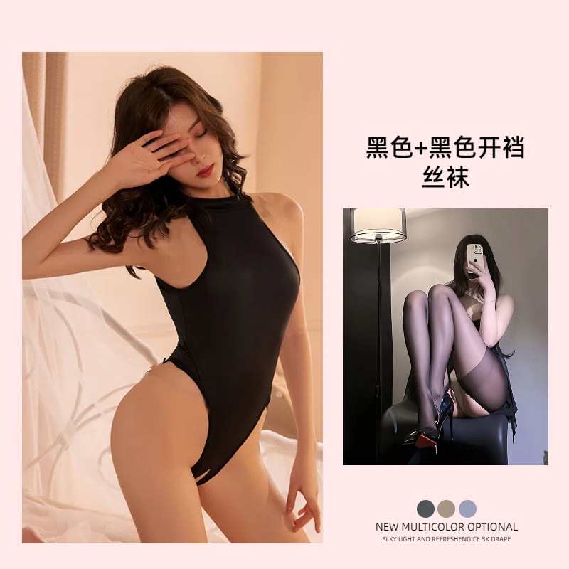 블랙 + 블랙 오픈 스타킹