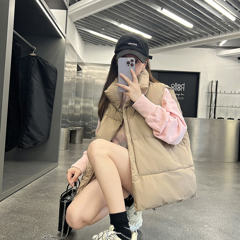 秋冬新款羽绒棉马甲女短款外套宽松百搭立领棉马夹背心坎肩外穿|undefined