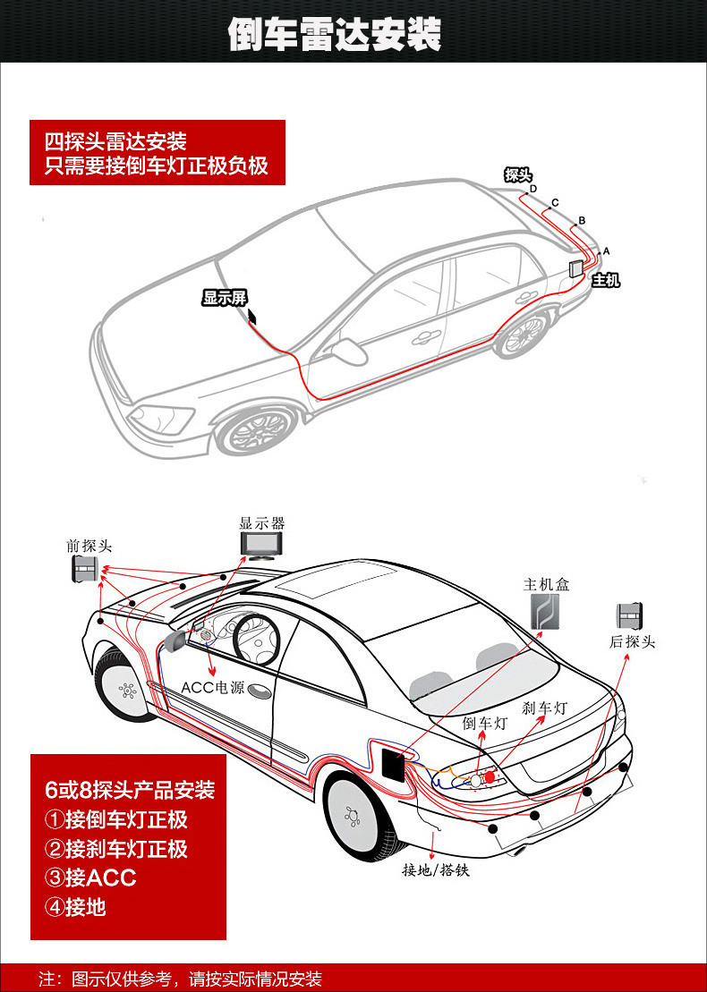 Factory Direct Sales of the Er Lang Shen Reversing Radar with Visual Reversing Image, Integrated 8 Sensors, Front and Rear Voice and Buzzer Parking Assistance