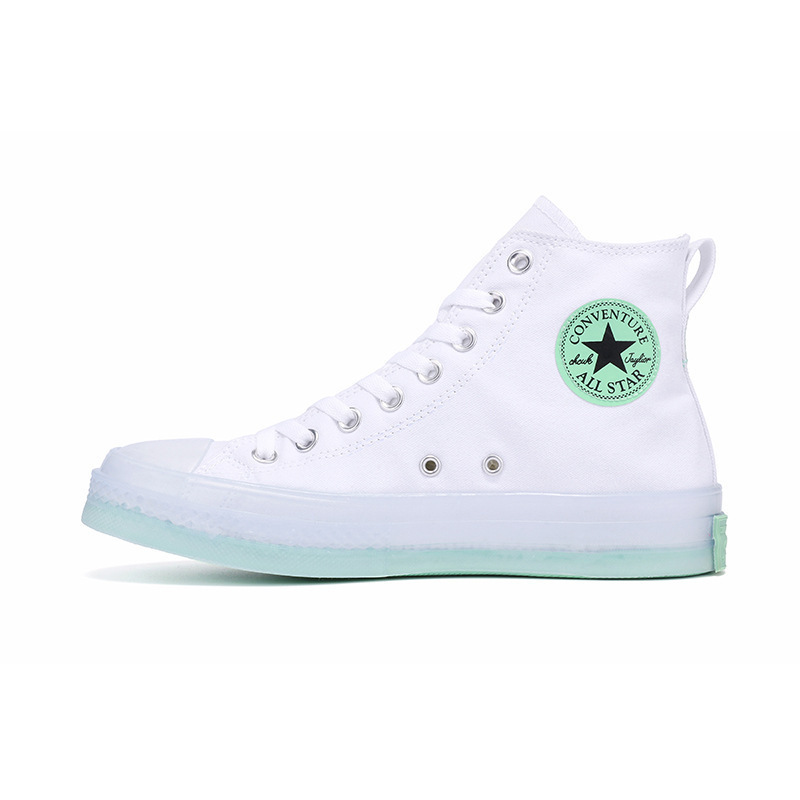 White and blue high tops. it is recommended to take one size smaller