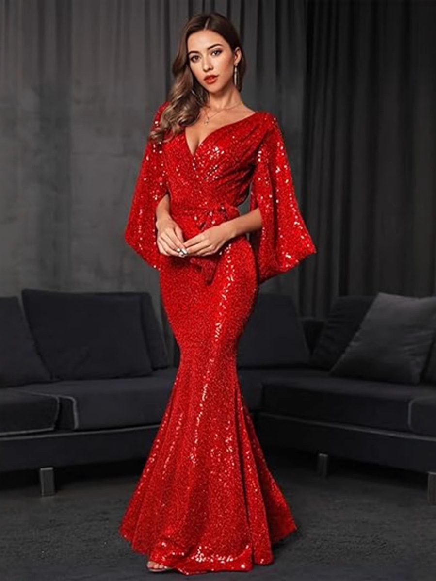 2026 nouvelle robe d'été transfrontalière européenne et américaine de mariée transfrontalière sexy fendue à paillettes longue robe de soirée au sol
